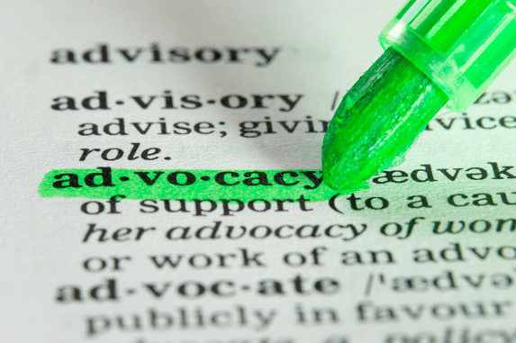Image of the definition of advocacy highlighted and explained. 